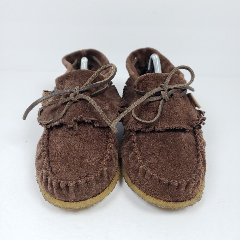 Laurentian Chief Canada Womens Size 7 Brown Leather Suede Fringe Moccasins Shoes - Picture 5 of 12